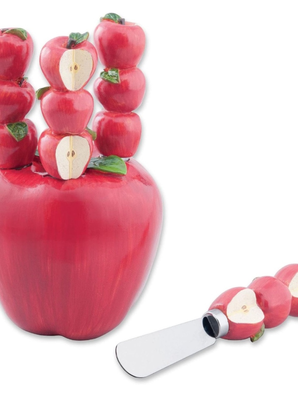 Apple Cheese Spreader Set w/ Stand Hand Painted 🍎